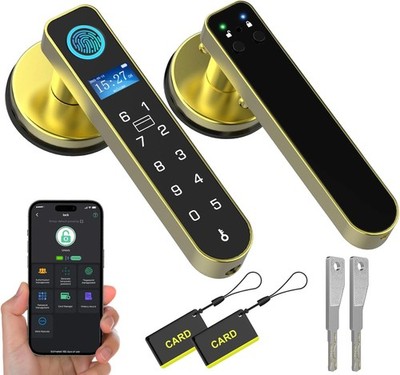 2026 Smart Door Knob Lock with Display Screen, Fingerprint &Code Keypad Keyless