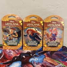 NEW- Disney Lorcana Wilds Unknown Sleeved Booster Pack Art Set- 3 Booster Packs