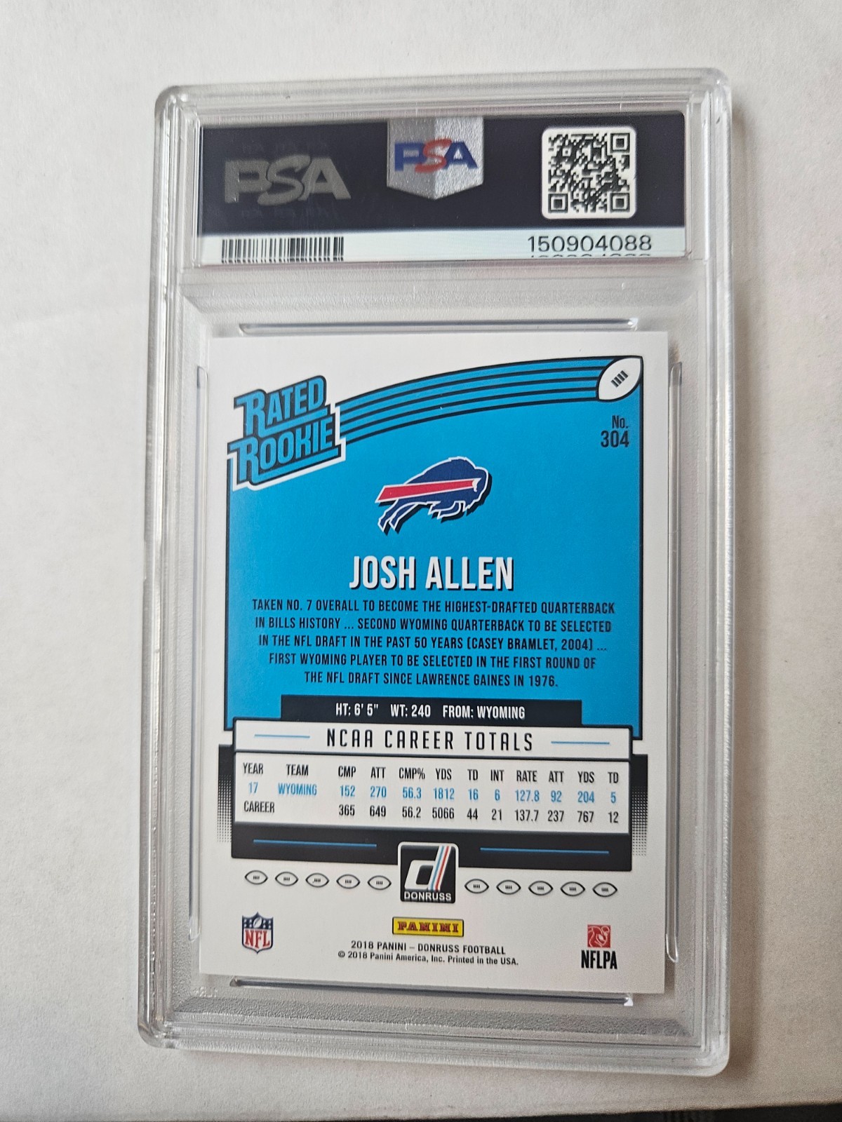 2018 Donruss Josh Allen Blue Press Proof view 3