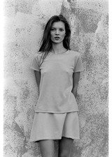 Calvin Klein Collection Spring 1994 Neutrals Cashmere Short Sleeve Top S Vintage