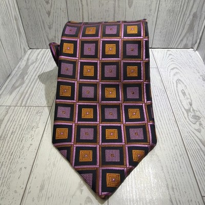 Robert Talbot Best In Class Silk Tie Multicolored Geometric Squares 58  Designer