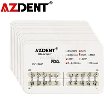 AZDENT Dental Orthodontic Metal Brackets Braces Mini Roth Slot.018 Hooks 345