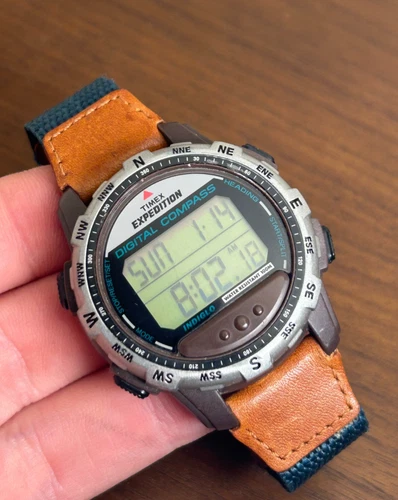 Vintage Timex Expedition Watch Men Digital Compass CLEAN 42mm New Battery