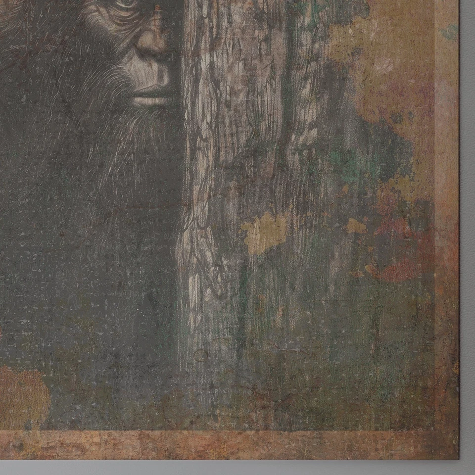 Vintage BIGFOOT FOREST Wall Art, Sasquatch Tree Decor, Cryptid Nature Art Poster - Image 3 of 4