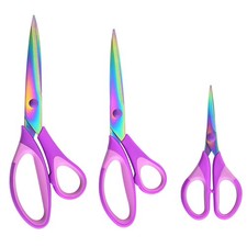 Craft Scissors Set of 3 Pack, All Purpose Sharp Titanium Blades Shears, Comfo...
