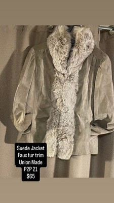 Vintage suede jacket with faux trim