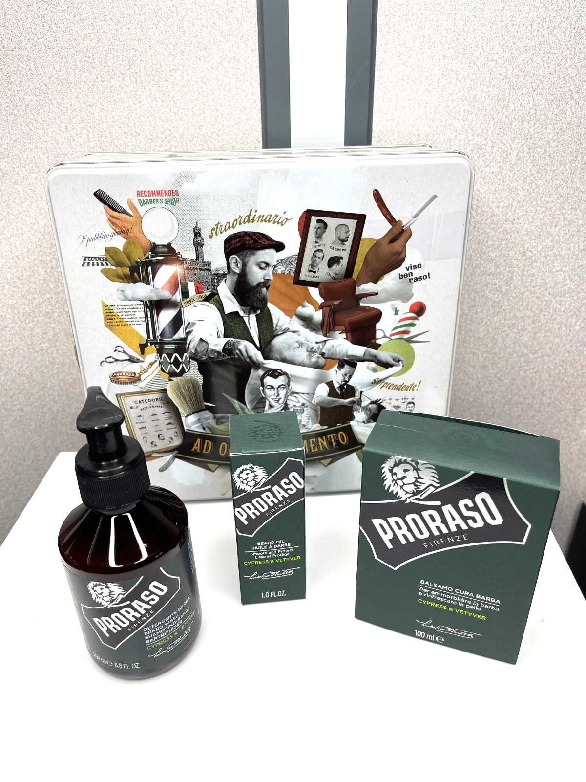PRORASO CYPRES & VETIVER Coffret Barbe Complet avec Shampoing Baume et Huile de Soin
