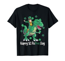 Dino St Patricks Day Kids Saint Boys Leprechaun T-Shirt Small, Black