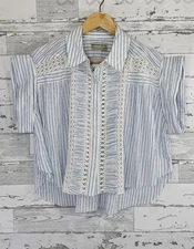 Urban Outfitters Oversized Button Front Striped Shirt Womens Small Cropped
