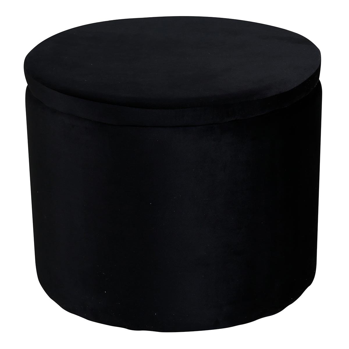 Pouf coffre velours noir Dunken 51cm repose pied et rangement