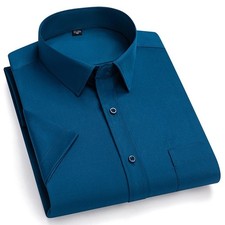 Men's Dress Shirts Ice Silk Business Short Sleeves No Iron Elastic Casual Shirts
