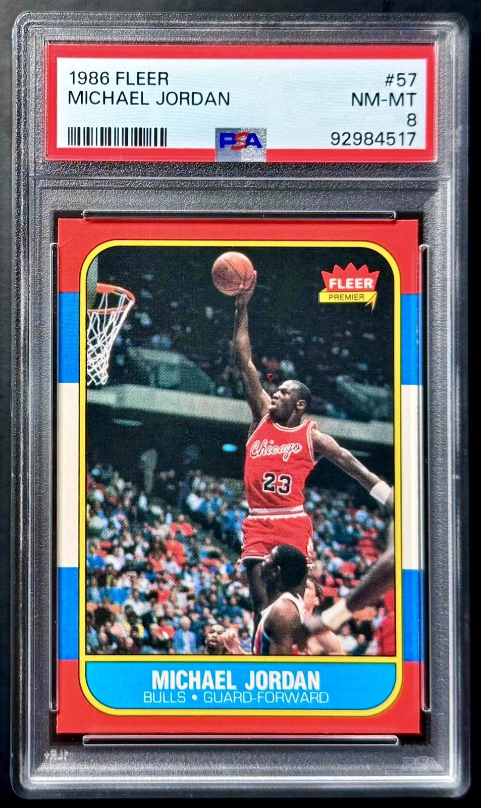 1986-87 Fleer MICHAEL JORDAN #57 Rookie RC PSA 8 NM-MT! New PSA Slab!
