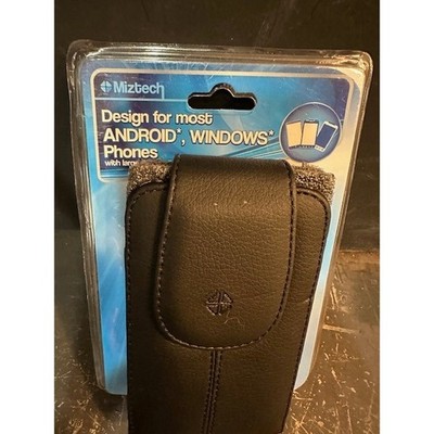 Miztech Black Leather Swivel Belt Clip Holster Case for Android Windows Phones