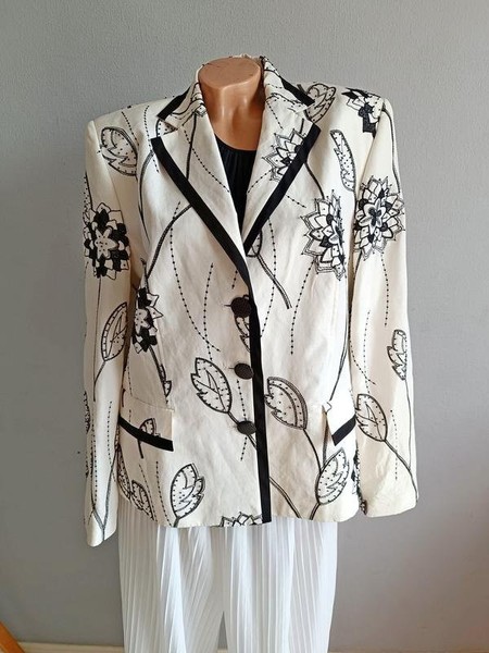 Women Gerry Weber Jacket Black Silk Linen 42 / XL