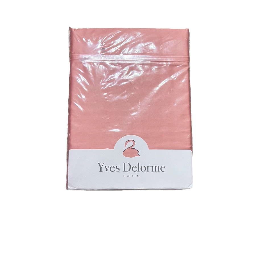 NUEVA Sábana Plana Yves Delorme Drap Queen Triomphe Peche Orgánica 100% Algodón 94x116 Foto 4 de 4