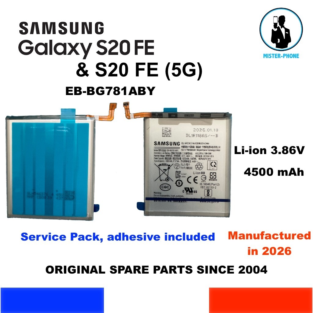 Batterie EB-BG781ABY d'origine pour Samsung Galaxy S20 FE 5G de 4500mAh