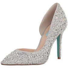 BETSEY JOHNSON SB-HAZIL Heels Silver Satin New