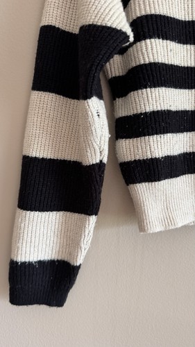 ZARA Kids Black and White Crew Neck Striped Sweater, Size 9-10 - Picture 3 of 14