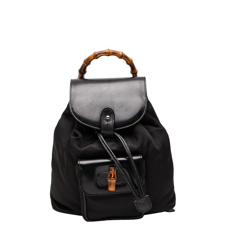 Zaino Gucci donna bambù mini zaino nero nylon pelle autentico