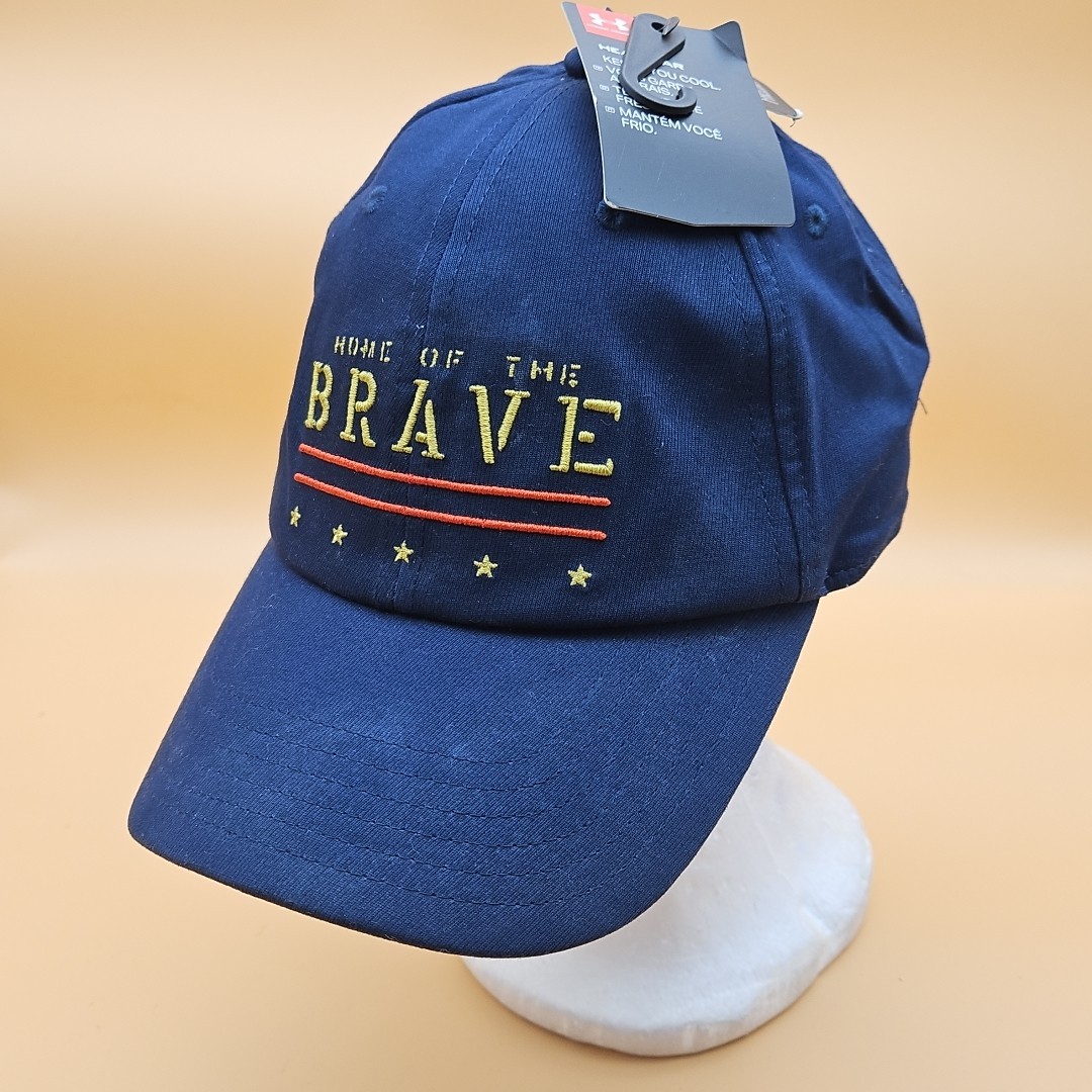 Under Armour Project Rock Home Of The Brave Hat Cap Strapback Free Fit Blue NWT 