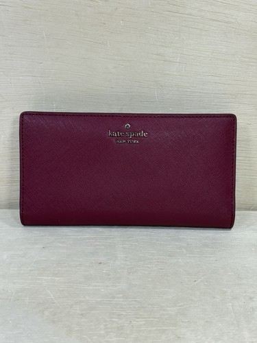 Kate Spade Wallet in Lacey Red Plum Pink Magenta 12-card Authentic Clean