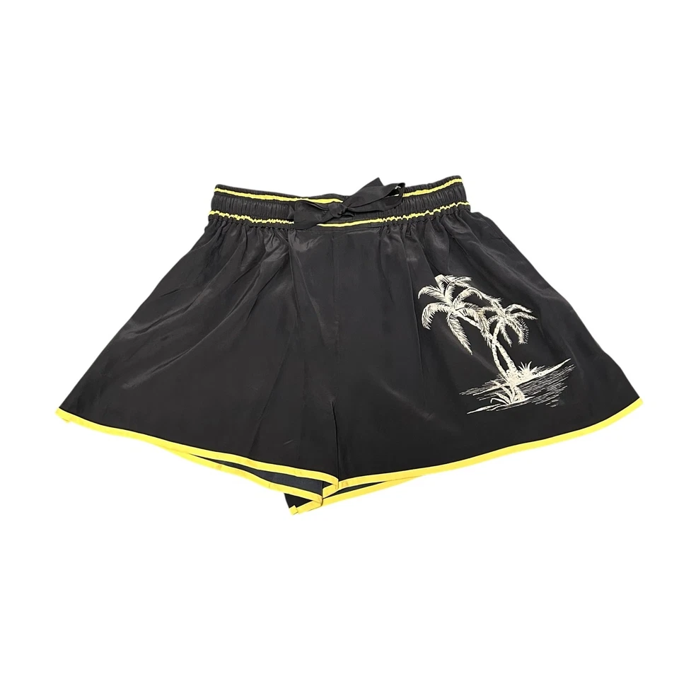 NWT Zimmermann Black Silk Blend Palm Tree Drawstring Running Shorts 0 / US XS - Image 2 of 4