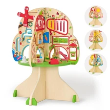 ® Montessori Wooden Tree Activity Center, Sensory Table & Busy Board for Todd...