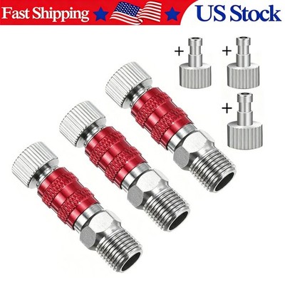 3Pcs 1/8 Airbrush Quick Connect Adapter Red Male Fittings for Air Hose