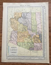 1910 Antique Arizona Map Vintage State Gallery Wall Art