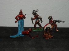 Lot of 5 Johillco Lead Toy American Indian Figures #4
