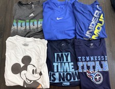 Lot Of 6 Youth Large 14-16 Athletic T Shirts. Nike, Adidas, UA, Disney, NFL
