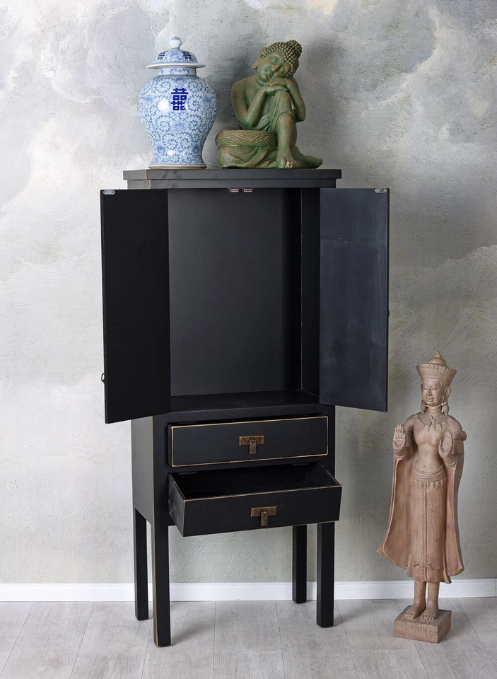 China Schrank Hochschrank Highboard Asia Möbel Hochzeitsschrank Schwarz Kommode - Bild 4 von 4