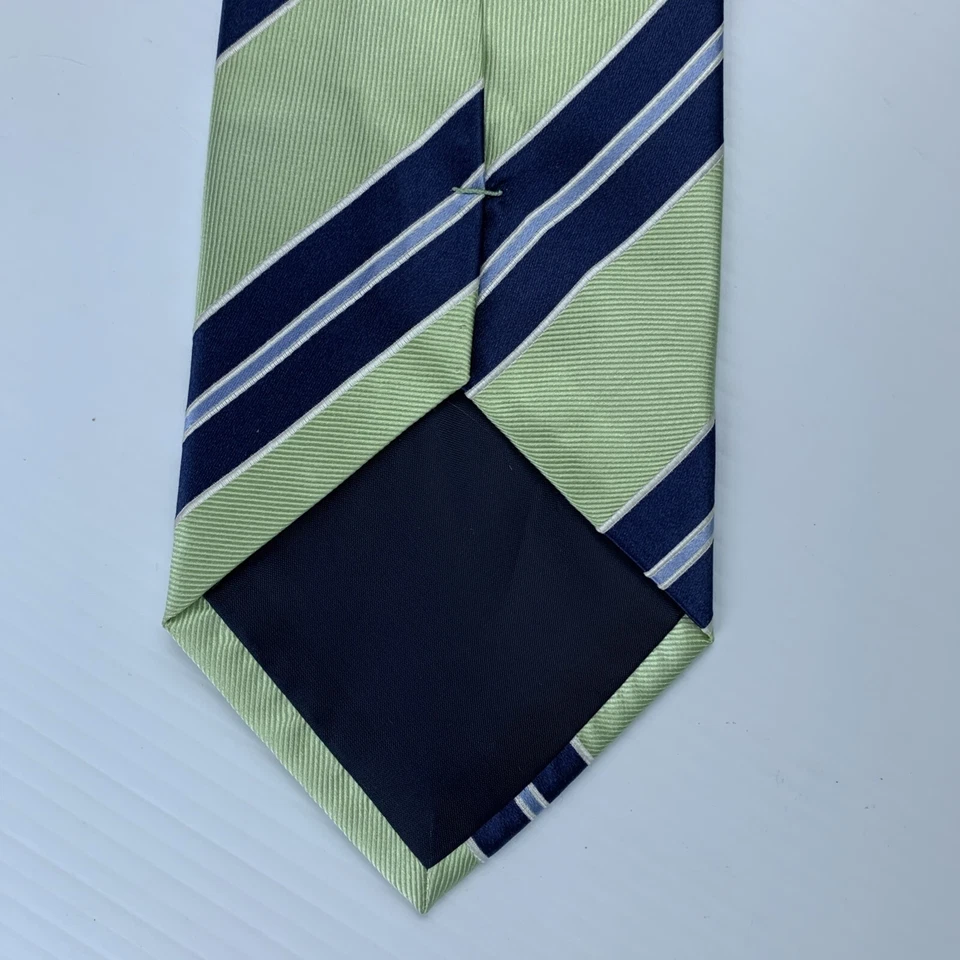 IZOD Repp Silk Necktie Mens 4" x 58" Green Navy Striped Tie Church Corp Work Dad - Image 3 of 4