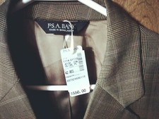 Jos A Bank Men's Brownish Olive Plaid Check Wool Sportcoat Jacket 42R 550 tag