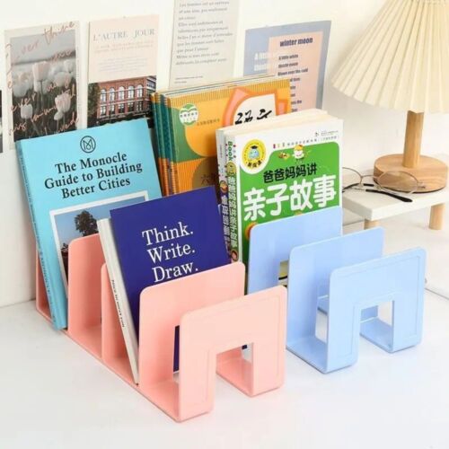 Display Desktop Bookends Bookshelf Desk File Sorter Divider Book Stand Student - Picture 3 of 15