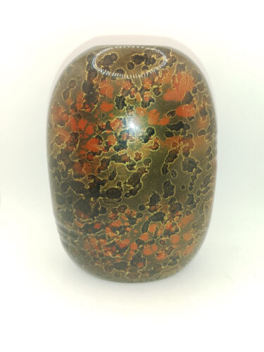 Japanese Porcelain Flower Vase Ikebana Kabin Red Gold Black, Vintage