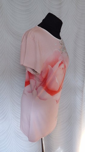 🔻Ted Baker Jersey Pink Floral Roses Top T-Shirt Size 5 - Picture 3 of 7