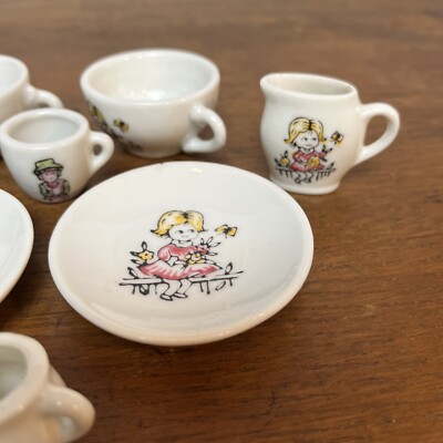 Vintage Child's Miniature Play Tea Coffee Porcelain Set Made in