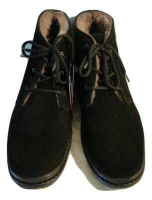 NIB Pajar Max Black Suede Sheepskin Lined Ankle Boots Men display picture 1