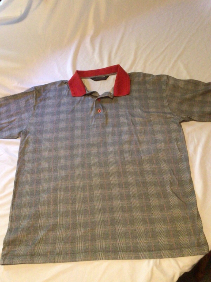 Henri-James Vintage Polo~XXL~Gray W/Red~Monogrammed Sleeve~Made In