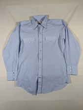 Vintage H Bar C California Ranchwear Shirt Men's 15.5/33 Pearl Snap Western Blue