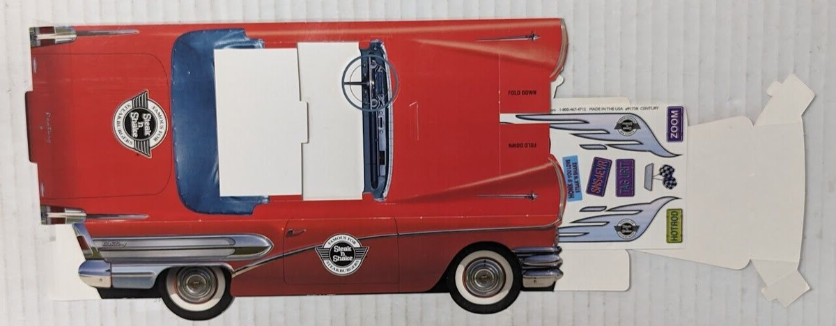Steak Shake 2010 Cardboard paper 1958 Buick Century Red car Promo