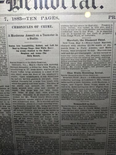 1883 St Louis Globe Democrat NEWSPAPER Page Framed May 7, Crimes, Deaths, News - Picture 5 of 11