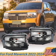 For 2022-2024 Ford Maverick Black w/ LED DRL Headlights Headlamps Left + Right