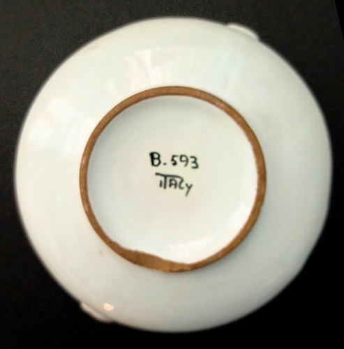 Italian Mid-Century Hand Painted Ashtray 6" Round Art Pottery Numbered Original - Picture 2 of 6