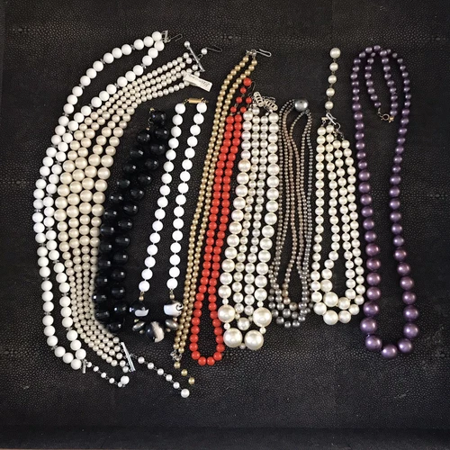 Vintage Faux Pearl Beaded Necklace Glass Germany Costume Jewelry Estate Lot