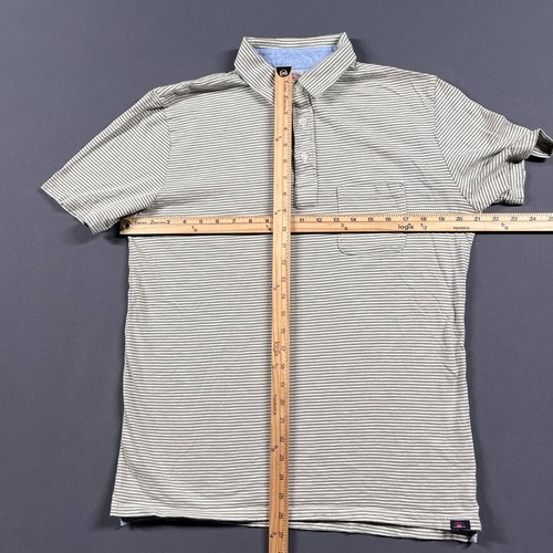 Faherty Shirt Mens Medium Polo Green White Striped Stretch Logo Classic Outdoor - Picture 6 of 12