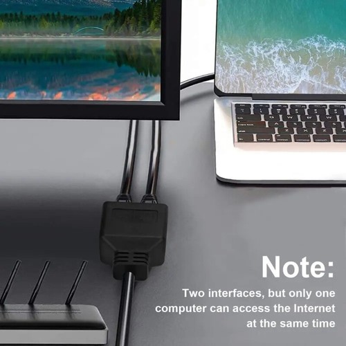 RJ45 Splitter Adapter Cable Male to 2xFemale Connectors LAN Ethernet Cabl - Photo 4/8