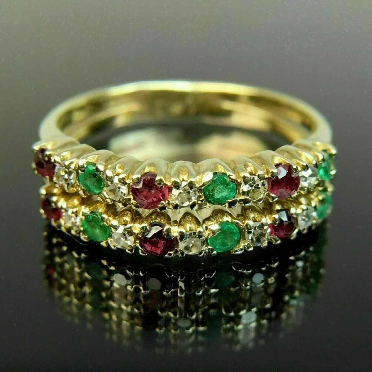 Emerald and ruby wedding cheap band