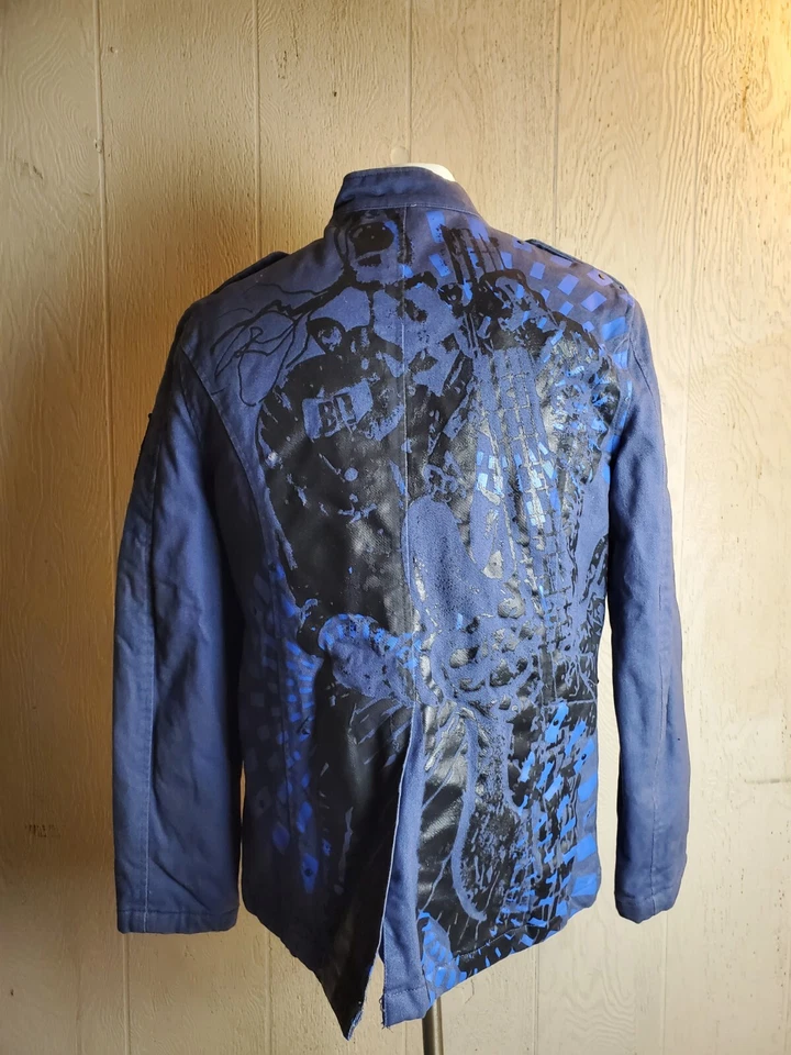 Chaqueta Blac Label Para Hombre Azul Medio Kill Your Idol Botón a Presión Denim Foto 3 de 4